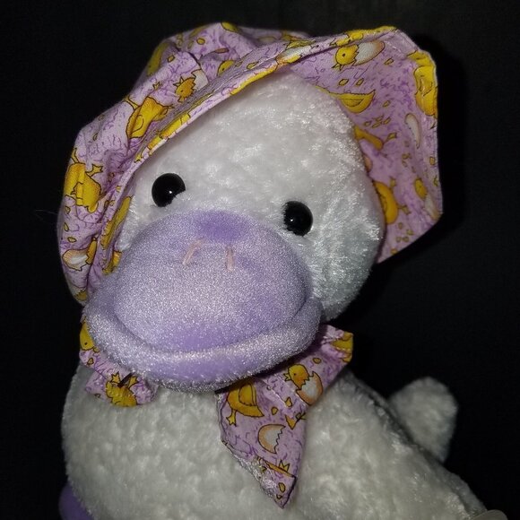 NEW Chosun White Duck Plush Purple Yellow Hat Bonnet Stuffed Animal Toy Easter - Picture 2 of 10